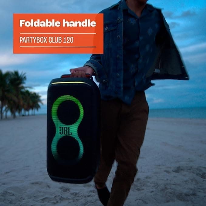 JBL Party Box Club 120 | صدای قدرتمند و نمایش نور | حداکثر 12 ساعت زمان پخش | AI Sound Boost | اتصال چند اسپیکر از طریق Auracast | ورودی دوگانه میکروفون و گیتار | JBLPBCLUB120SWUK، White Party box 120 سفید 321