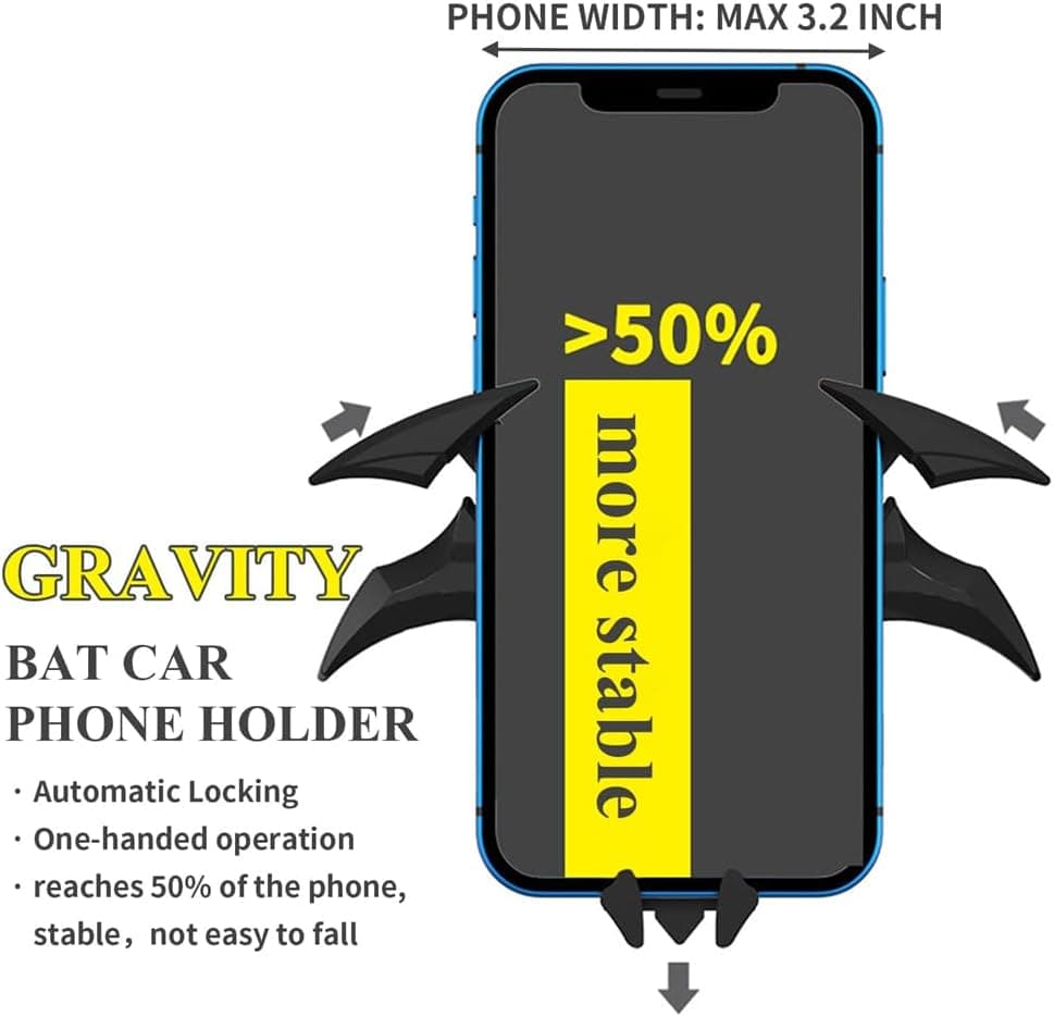 هولدر گوشی Azonee Bat برای خودرو، پایه خفاشی دریچه کولر خودرو با قفل گرانشی، لوازم جانبی خفن خودرو، هولدر یونیورسال گوشی موبایل، دکوری‌ها و کلکسیونی‌های خفاشی، قفل خودکار و هندزفری 393