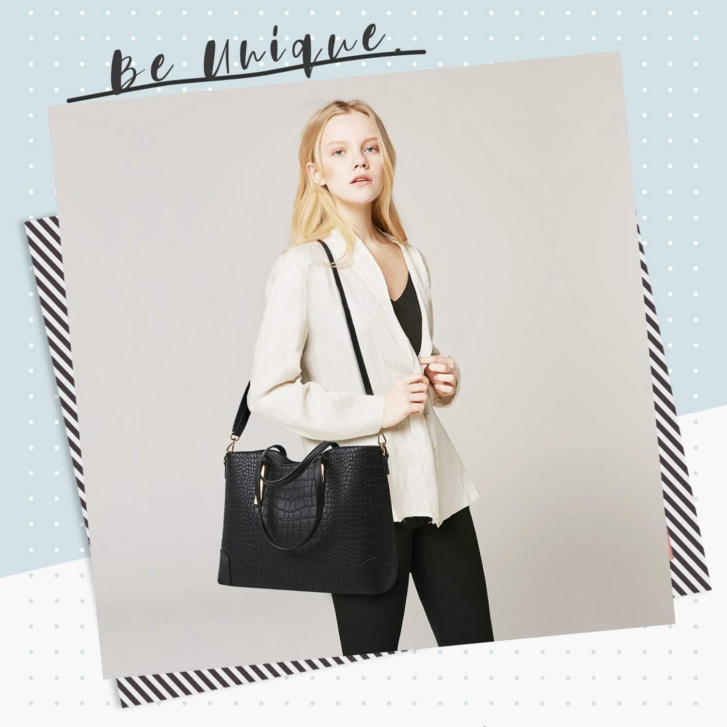 کیف‌های دستی YNIQUE Satchel و کیف‌های زنانه برای شانه، کیف‌های Tote و کیف پول، 1-1 مشکی بزرگ 242