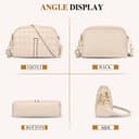 کیف کراس‌بادی زنانه، کیف دستی و کیف دوشی چرمی با بند پهن قابل تنظیم به رنگ بژ 267