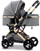 کالسکه زمستانه نوزاد COOLBABY – دارای سایه‌بان (Canopy)، قابل تبدیل به تریل نوزاد (Baby Bassinet Stroller)، مجهز به صندلی قابل‌چرخش (Reversible Seat)، با چرخ‌های لاستیکی و جذب‌ ضربه بسیار خوب – رنگ طوسی (Gray). 43