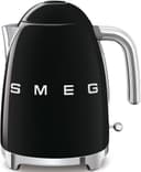 کتری Smeg KLF03BLUK، سبک رترو دهه 50، ظرفیت 1.7 لیتر با نشانگر سطح آب، پایه چرخشی 360 درجه، پایه‌های ضد لغزش، درب با باز شدن نرم، استیل ضد زنگ، مشکی، 1 سال گارانتی 1