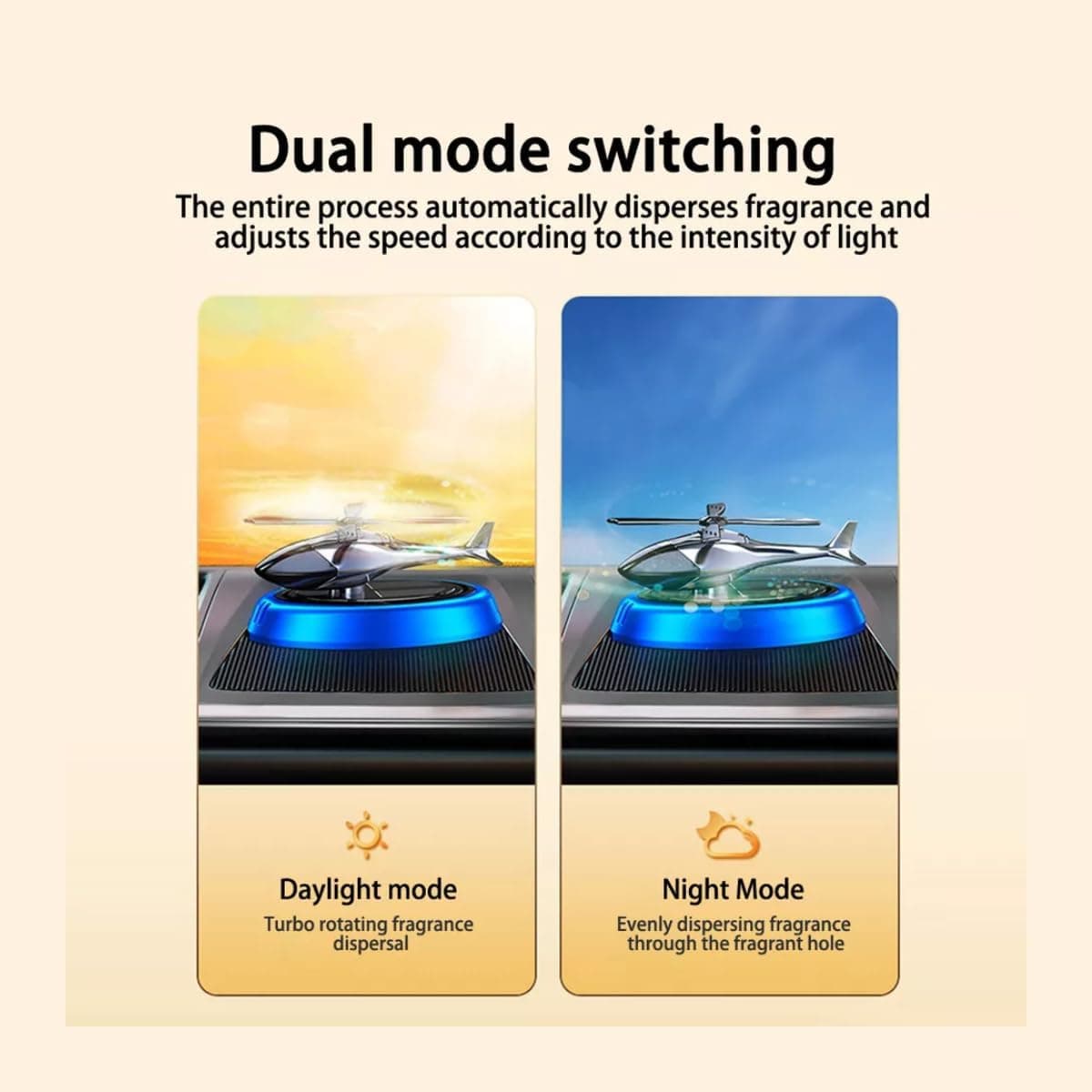 خوشبوکننده هوای خودرو DIGI CORE مدل هلیکوپتر خورشیدی چرخان، آروماتراپی، دیفیوزر از آلیاژ آلومینیوم Aviation، لوازم دکوری داخلی، دیفیوزر برای خودرو و منزل، عطر خودرو برای کاهش استرس (آبی) 415