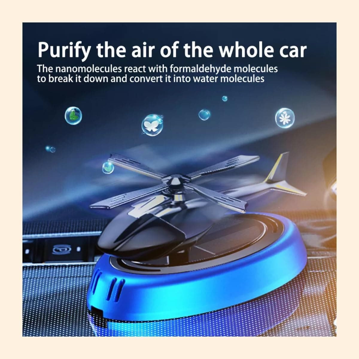 خوشبوکننده هوای خودرو DIGI CORE مدل هلیکوپتر خورشیدی چرخان، آروماتراپی، دیفیوزر از آلیاژ آلومینیوم Aviation، لوازم دکوری داخلی، دیفیوزر برای خودرو و منزل، عطر خودرو برای کاهش استرس (آبی) 419