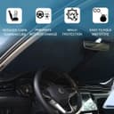 سایه‌بان آفتاب شیشه جلوی خودرو 150x72cm با کیسه نگهداری، تاشو برای پنجره جلو، آفتاب‌گیر بازتابنده، مسدودکننده اشعه UV و گرمای خورشید، محافظ Visor، حفظ خنکی خودرو 150x72cm، مشکی و نقره‌ای، استاندارد (150x72cm) 387