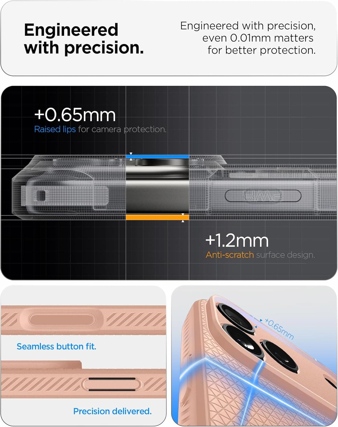 کاور محافظ Spigen Liquid Air سازگار با iPhone 17 Pro Max (2025) - رنگ Rose Titanium 25