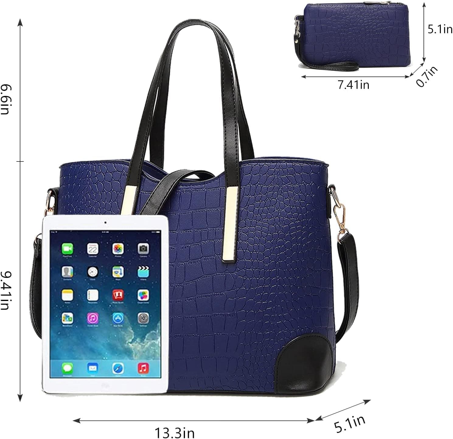 کیف‌های دستی YNIQUE Satchel و کیف‌های زنانه، کیف‌های دوشی Tote، کیف پول 1-5 آبی تیره 253