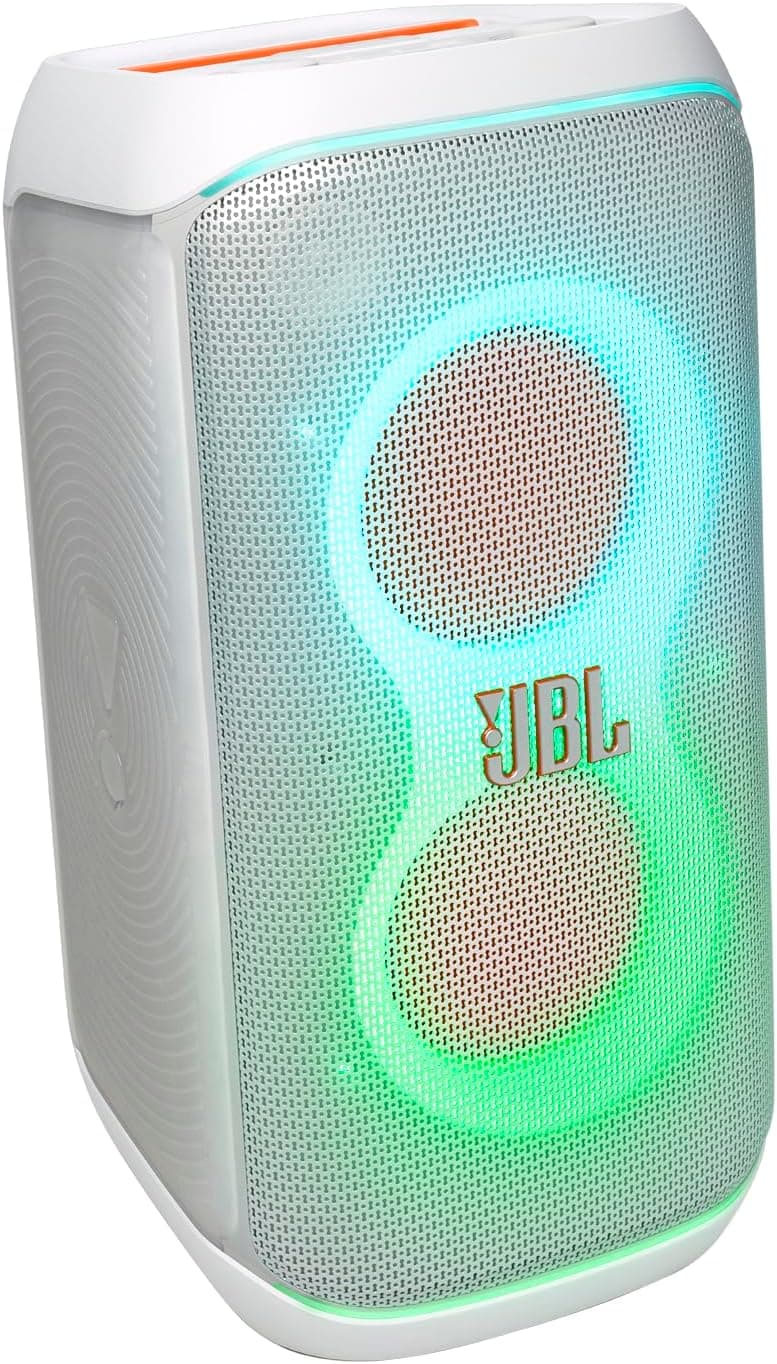 JBL Party Box Club 120 | صدای قدرتمند و نمایش نور | حداکثر 12 ساعت زمان پخش | AI Sound Boost | اتصال چند اسپیکر از طریق Auracast | ورودی دوگانه میکروفون و گیتار | JBLPBCLUB120SWUK، White Party box 120 سفید 318
