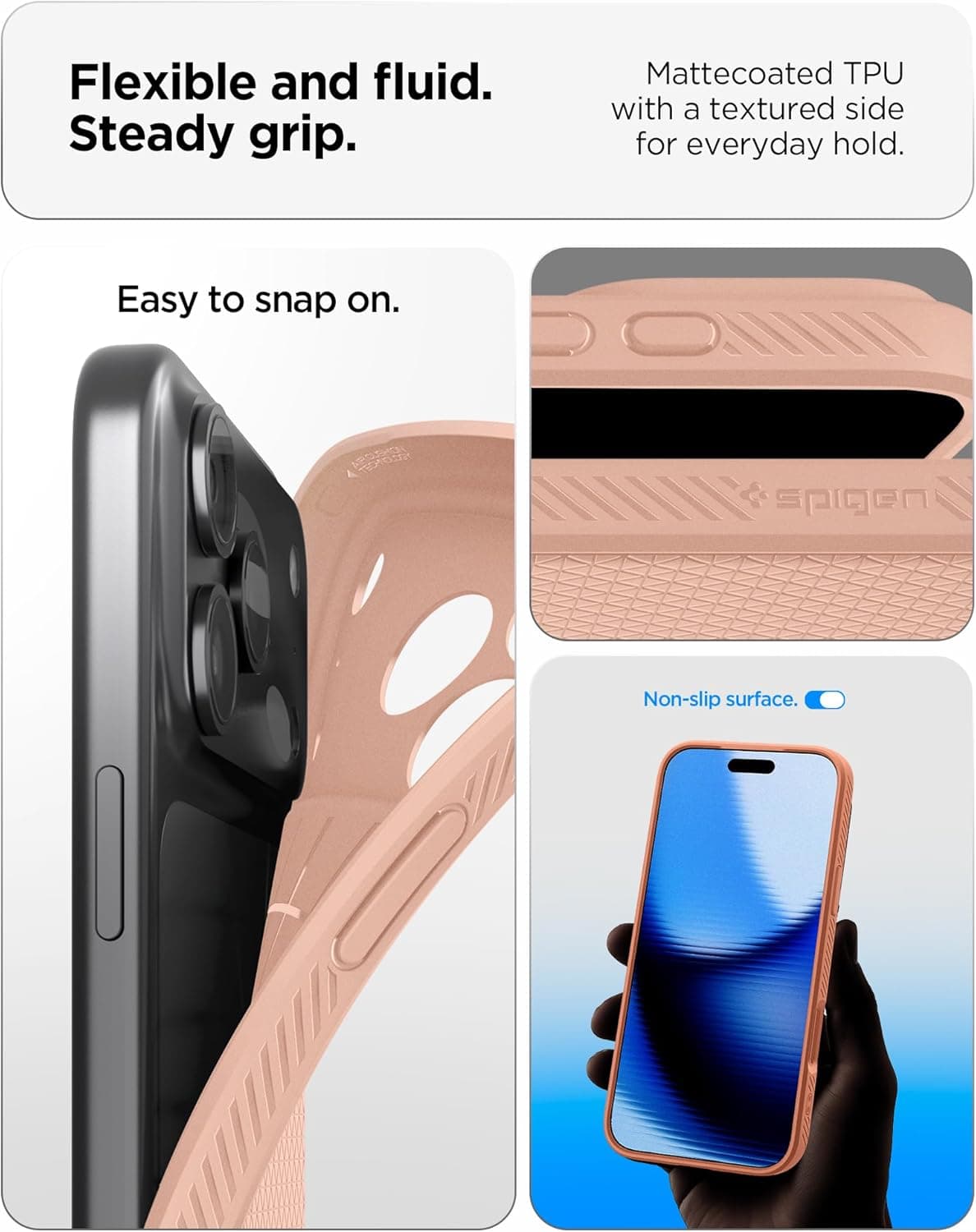 کاور محافظ Spigen Liquid Air سازگار با iPhone 17 Pro Max (2025) - رنگ Rose Titanium 24