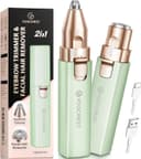 موزن قابل حمل ابرو و دستگاه حذف موهای صورت برای زنان، دستگاه شارژی 2 در 1 حذف مو و تیغ ابرو، دستگاه حذف موی ابرو، لب، بدن و صورت برای زنان با چراغ LED داخلی (سبز) 473