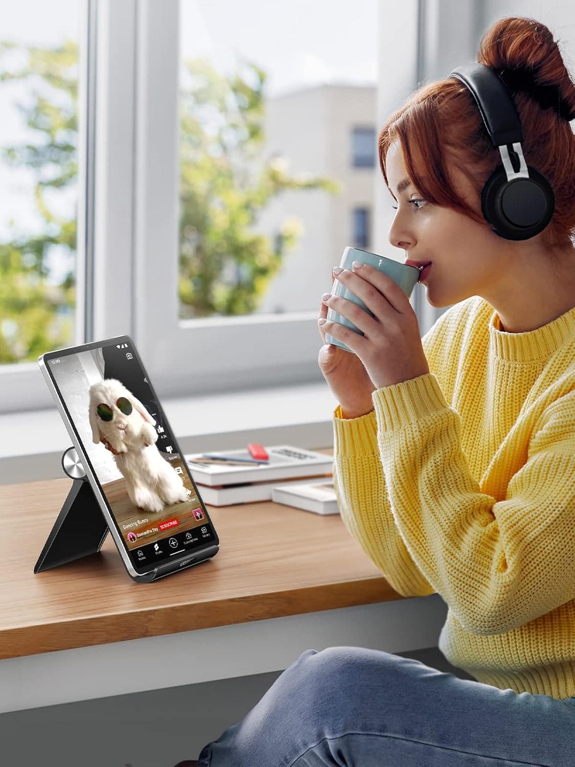 پایه تبلت UGREEN، پایه iPad قابل تنظیم برای میز، نگهدارنده تبلت سازگار با قاب‌های ضخیم، پایه بلند iPhone سازگار با تمام تلفن‌های همراه، iPhone 14، iPad، تبلت 4-10 اینچ، رنگ مشکی برای میز 287