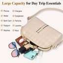 کیف کراس‌بادی زنانه، کیف دستی و کیف دوشی چرمی با بند پهن قابل تنظیم به رنگ بژ 265