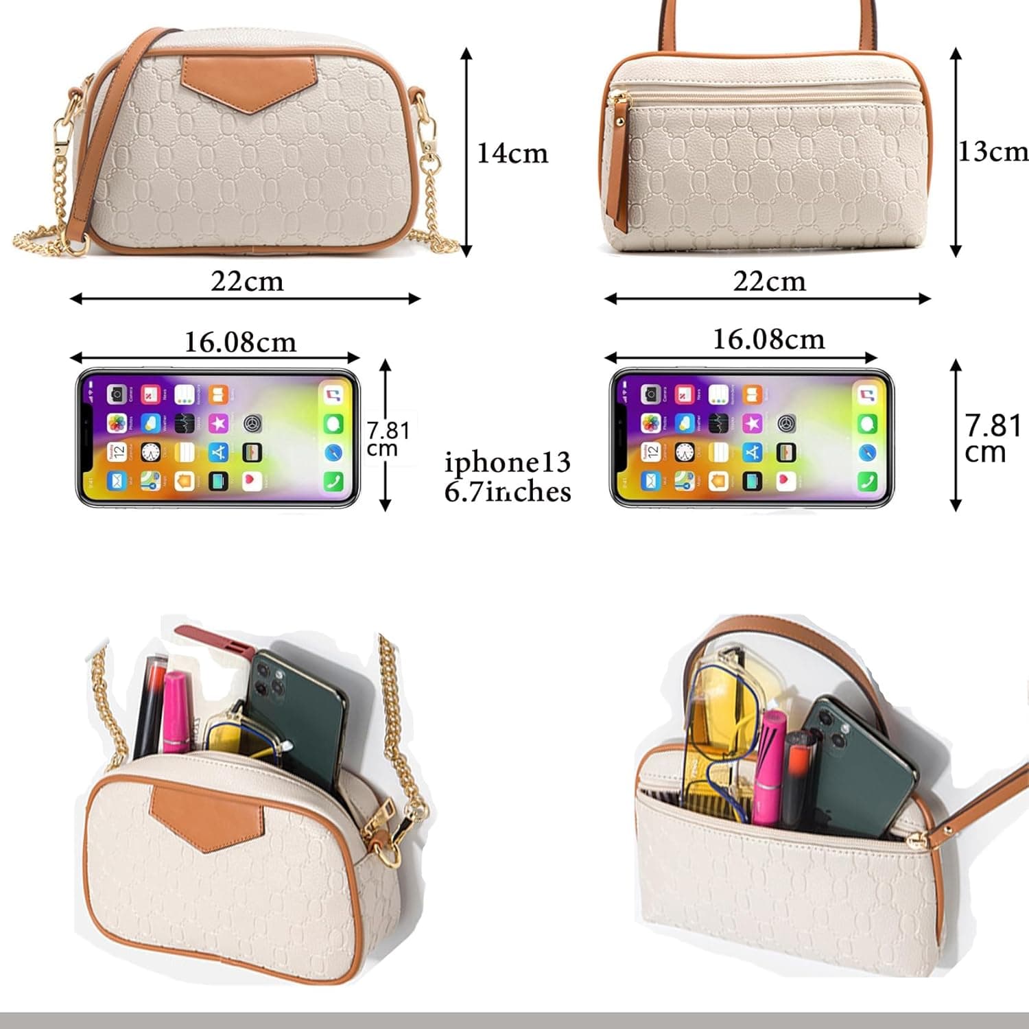 کیف‌های زنانه مد روز، کیف پول، کیف Tote، کیف دوشی، کیف Satchel، کیف دستی، ست 1-بژ 259