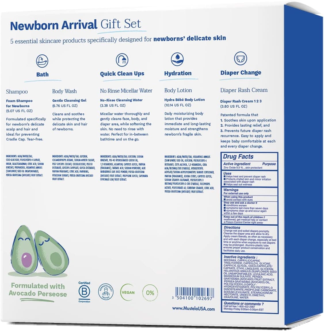 ست هدیه نوزاد Mustela - ملزومات مراقبت از پوست و زمان حمام کودک - طبیعی و گیاهی - ست ۵ عددی 53