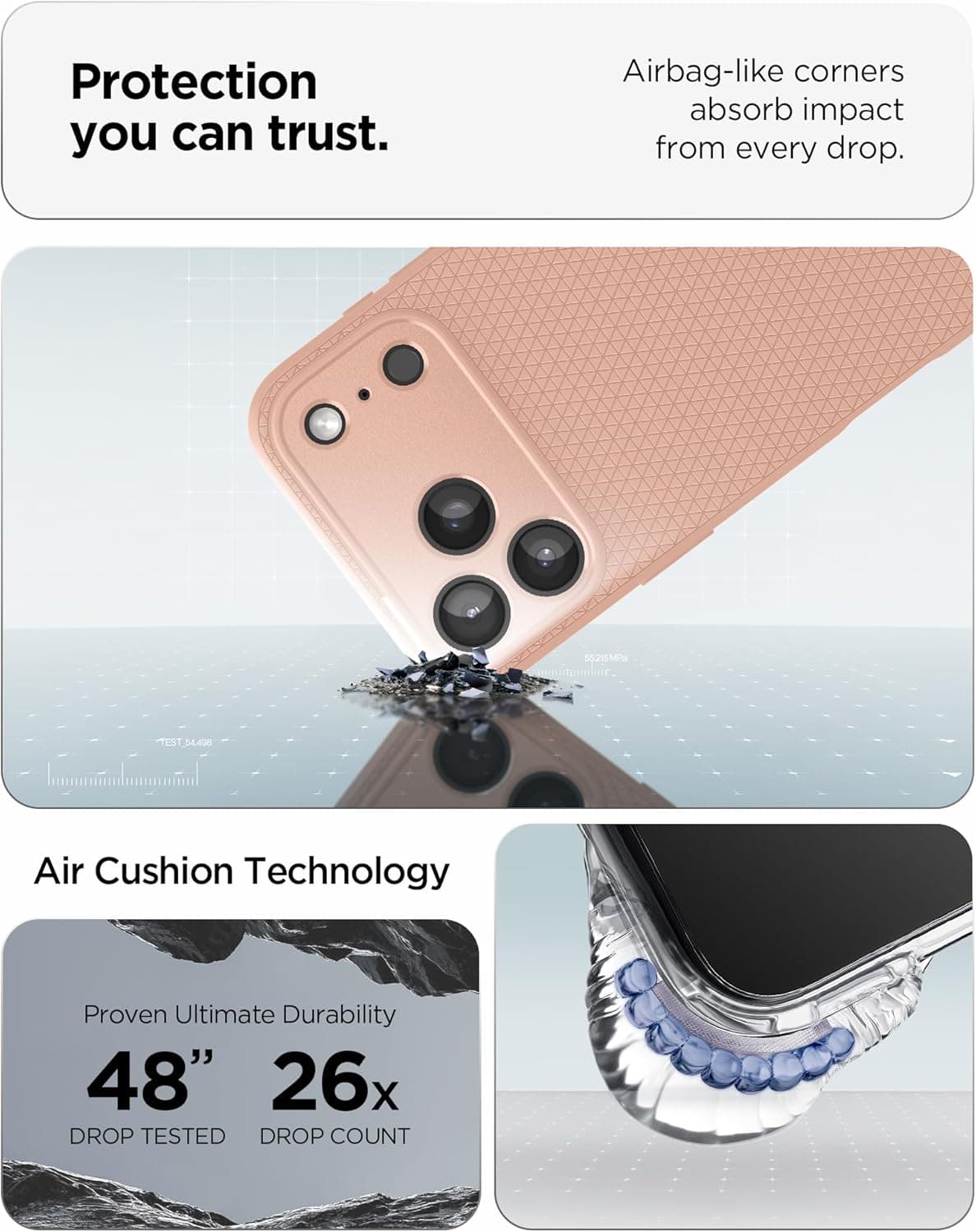 کاور محافظ Spigen Liquid Air سازگار با iPhone 17 Pro Max (2025) - رنگ Rose Titanium 26