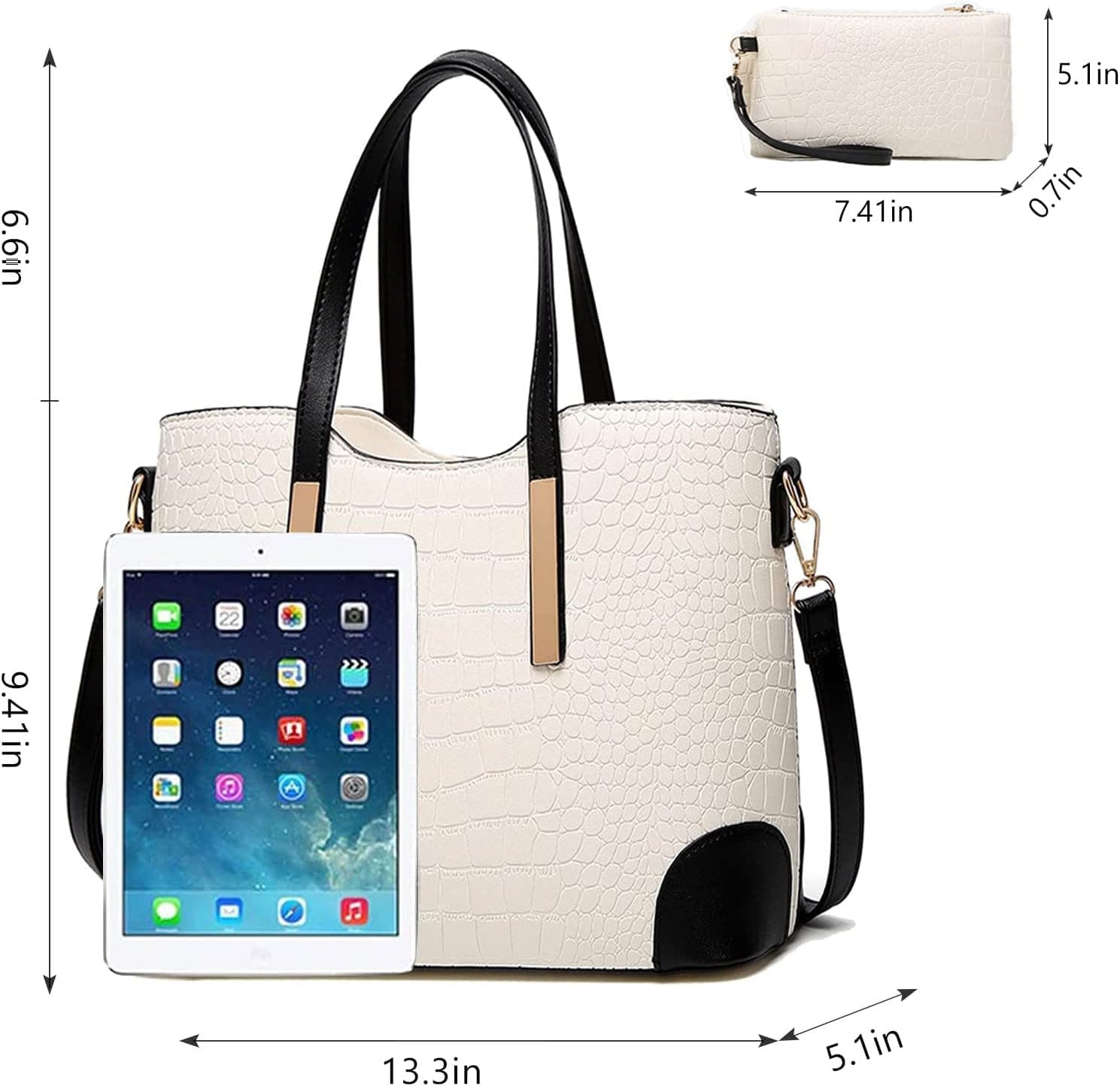 کیف‌های دستی و کیف‌های YNIQUE برای زنان، کیف‌های دوشی Tote، کیف پول‌ها 1-7 سفید 248