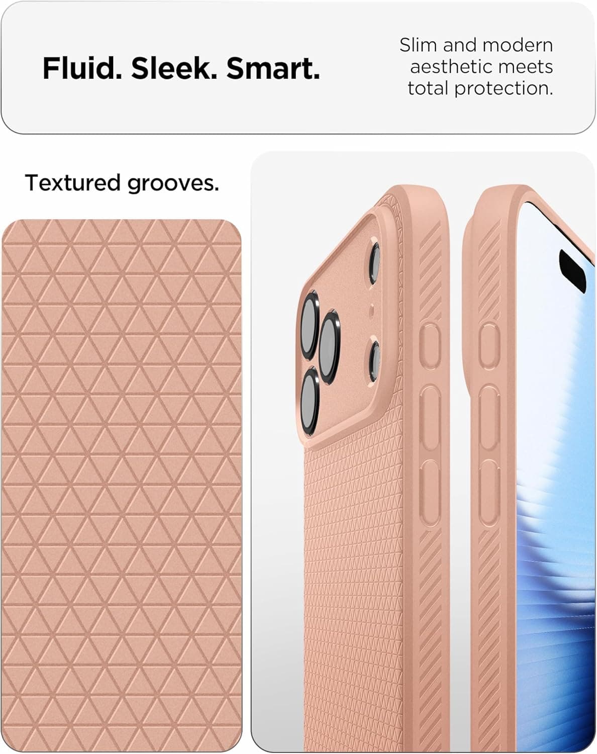 کاور محافظ Spigen Liquid Air سازگار با iPhone 17 Pro Max (2025) - رنگ Rose Titanium 23