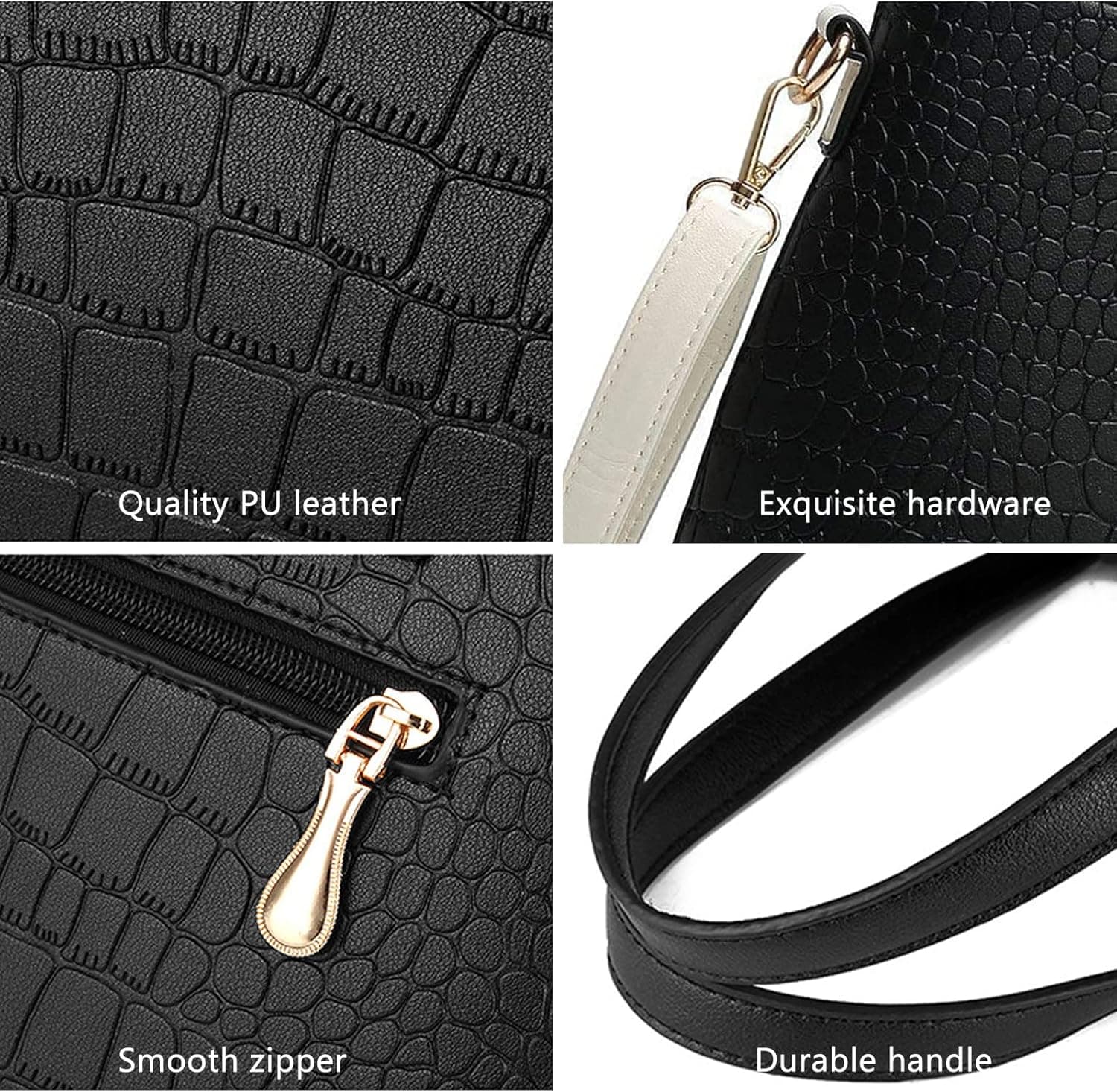 کیف‌های دستی YNIQUE Satchel و کیف‌های زنانه، کیف‌های دوشی Tote، کیف پول 1-2 مشکی سفید 226