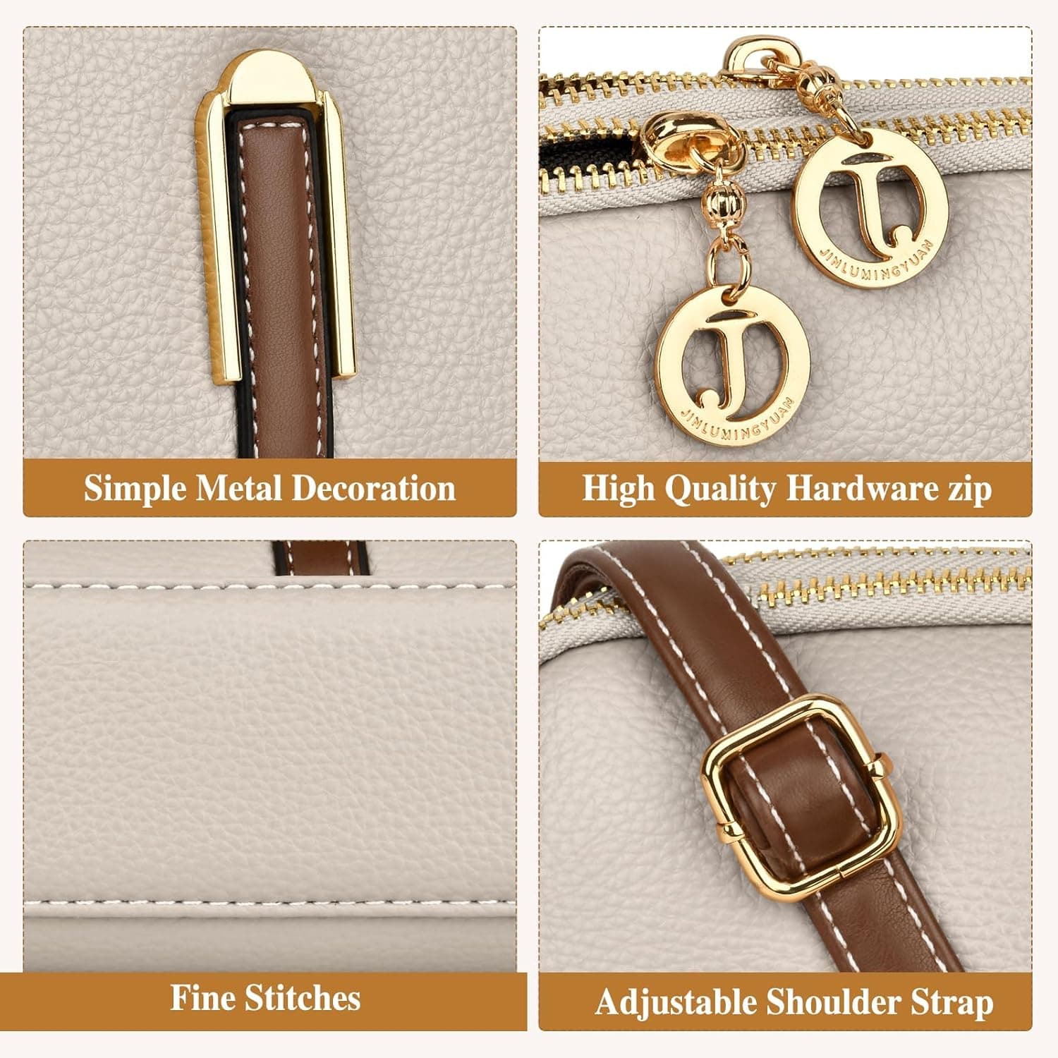 کیف کراس‌بادی زنانه KASTWAVE، کیف دستی و کیف دوشی چرمی با بند پهن قابل تنظیم، بند زنجیری و جا کارتی 2 اسلات، کیف کراس‌بادی دوربین برای خانم‌ها و دختران برای سفر، خرید و استفاده روزانه، خاکستری مرواریدی 274