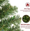 درخت کریسمس NIBEMINENT با نور، درخت مصنوعی 210 سانتی‌متری Christmas Tree 7ft برای خانه، دفتر، تزیین مهمانی با 1600 سرشاخه، 400 چراغ سفید گرم و چندرنگ، لولا و پایه فلزی، سبز 7FT/210CM (با نور) 328