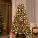 درخت کریسمس NIBEMINENT با نور، درخت مصنوعی 210 سانتی‌متری Christmas Tree 7ft برای خانه، دفتر، تزیین مهمانی با 1600 سرشاخه، 400 چراغ سفید گرم و چندرنگ، لولا و پایه فلزی، سبز 7FT/210CM (با نور) 326