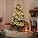 درخت کریسمس NIBEMINENT با نور، درخت مصنوعی 210 سانتی‌متری Christmas Tree 7ft برای خانه، دفتر، تزیین مهمانی با 1600 سرشاخه، 400 چراغ سفید گرم و چندرنگ، لولا و پایه فلزی، سبز 7FT/210CM (با نور) 331