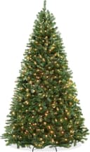 درخت کریسمس NIBEMINENT با نور، درخت مصنوعی 210 سانتی‌متری Christmas Tree 7ft برای خانه، دفتر، تزیین مهمانی با 1600 سرشاخه، 400 چراغ سفید گرم و چندرنگ، لولا و پایه فلزی، سبز 7FT/210CM (با نور) 325