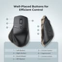 ماوس iClever Bluetooth مدل MD172، ماوس بی‌سیم دوحالته (Bluetooth+USB)، ماوس ارگونومیک چنددستگاهه با 5 سطح DPI قابل تنظیم و 7 دکمه، ماوس شارژی بی‌صدا برای Laptop/iPad/MacBook/Tablet/PC، رنگ مشکی 1320