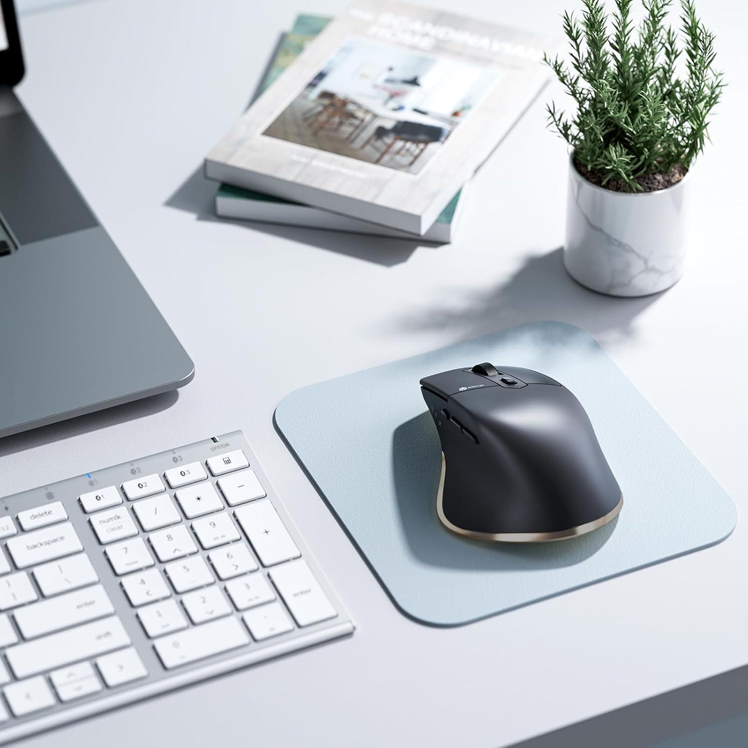 ماوس iClever Bluetooth مدل MD172، ماوس بی‌سیم دوحالته (Bluetooth+USB)، ماوس ارگونومیک چنددستگاهه با 5 سطح DPI قابل تنظیم و 7 دکمه، ماوس شارژی بی‌صدا برای Laptop/iPad/MacBook/Tablet/PC، رنگ مشکی 1321