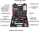 کیت ابزار دستی Black & Decker – شامل ۱۲۶ قطعه در جعبه ابزار، مناسب برای استفاده خانگی، DIY و حرفه‌ای، رنگ نارنجی/مشکی، مدل BMT126C، با ۲ سال گارانتی. 1478