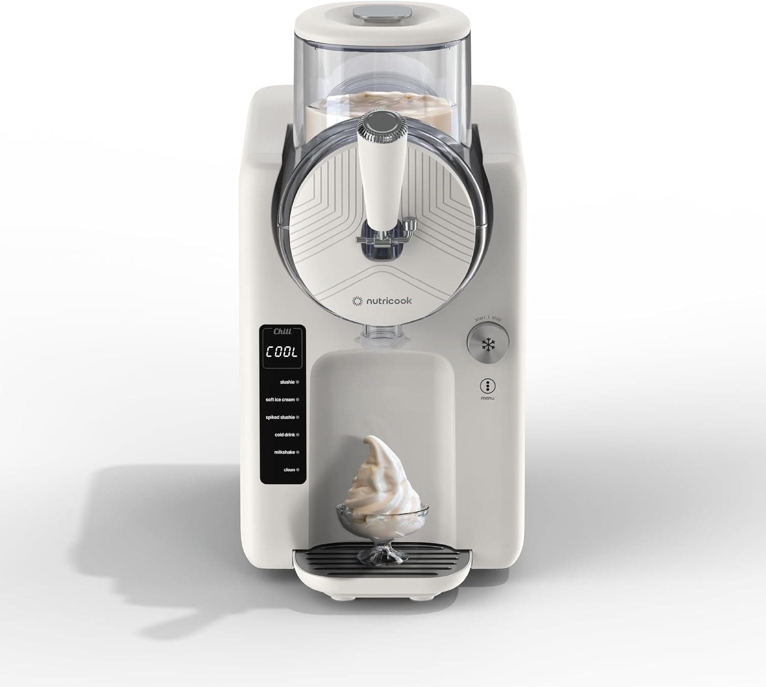 Nutricook Frost Ice Cream Maker (Beige) – 2-in-1 Soft Serve & Slushie Machine with Built-In Compressor, 5 Preset Modes, 7 Texture Settings & 1.8L Capacity