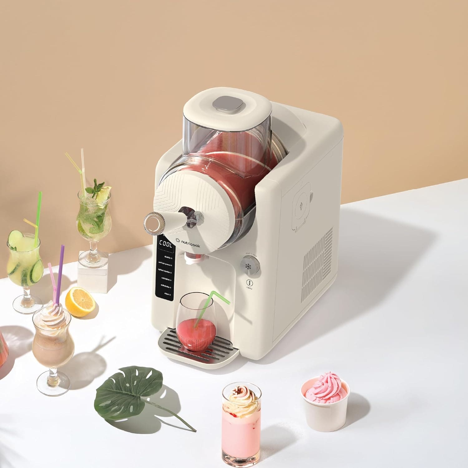 بستنی‌ساز Nutricook Frost (بژ) – دستگاه ۲ در ۱ سافت سرو و اسلاشی با کمپرسور داخلی، ۵ حالت از پیش تنظیم‌شده، ۷ تنظیم بافت و ظرفیت ۱.۸ لیتر 151