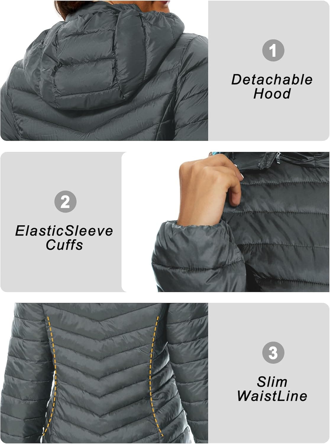 کاپشن زنانه ANOTHER CHOICE – دو رو (Reversible)، گرم و پف‌دار (Quilted Puffer)، دارای کلاه، مدل بلند و پددار (Long Hooded Padded Winter Coat)، مناسب برای زمستان. 1559