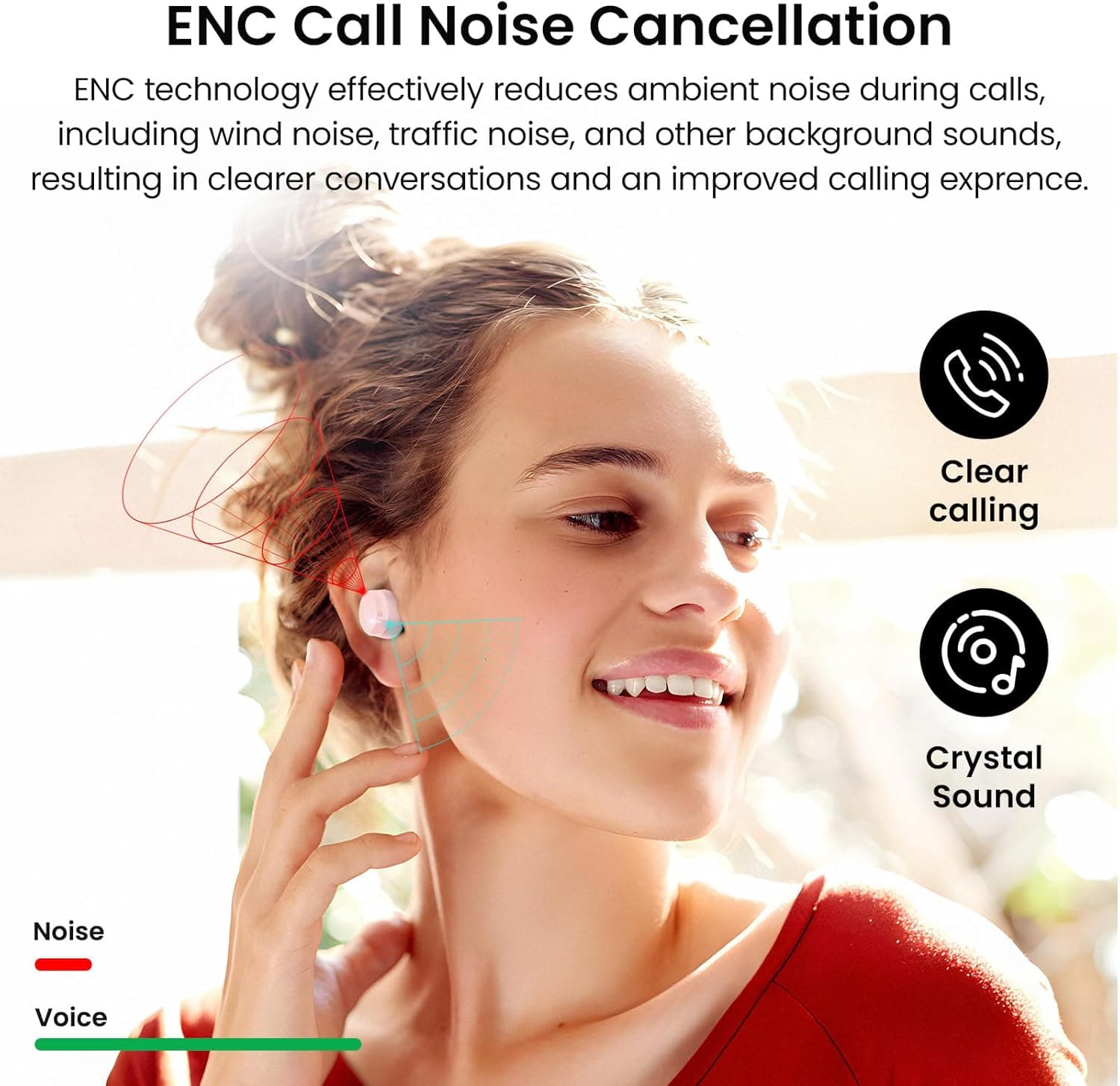 ایربادهای بی‌سیم TOZO T12 هدفون Bluetooth 5.3 با میکروفون داخلی ENC Noise Cancelling، ۵۵ ساعت زمان پخش، امکان شخصی‌سازی EQ از طریق App، ضدآب IPX8، نمایشگر دیجیتال LED، هدست با صدای پریمیوم، رنگ Rose Gold، نسخه جمع‌وجور ارگونومیک Rose Gold 1637