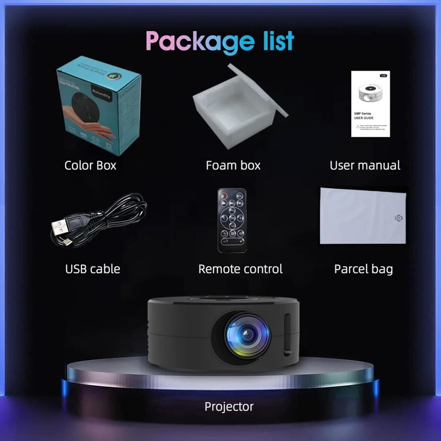 Mini Video Projector، قابل حمل 1080P 182