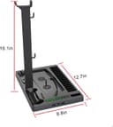 پایه خنک‌کننده عمودی PS5 برای کنسول PS5 Digital Edition/Ultra HD | ایستگاه شارژ کنسول PlayStation 5 با داک، همراه با نظم‌دهنده هدست PS5 با ۱۵ شیار بازی، مشکی 1823