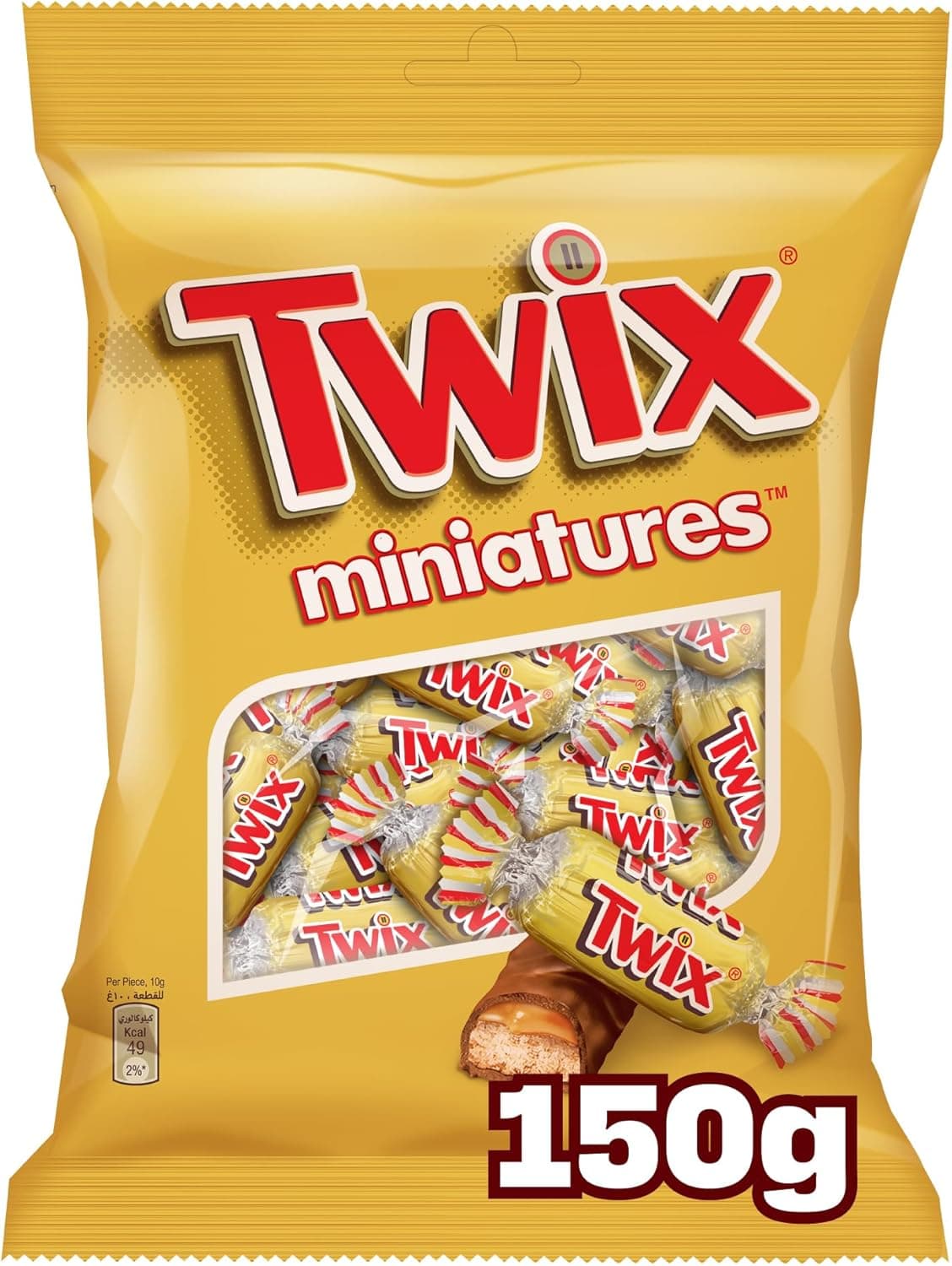 مینیاتوری‌های شکلات Twix Original، ۱۵۰ گرم، شکلات‌های مینیاتوری Twix، بیسکویت ترد به شکل شکلات بار با لایه کارامل و شکلات شیری، ۱۵۰ گرم (بسته ۱ عددی) 1836