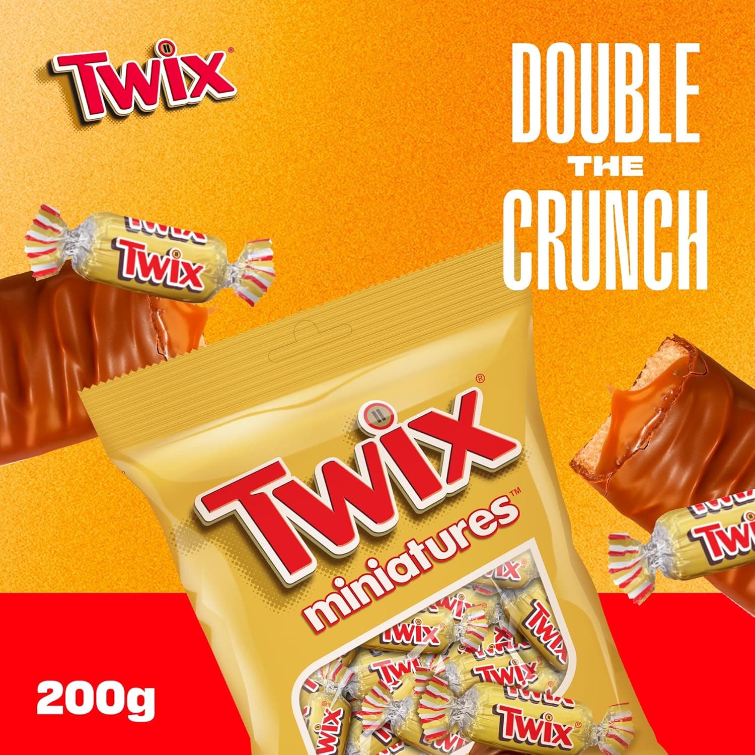 مینیاتوری‌های شکلات Twix Original، ۱۵۰ گرم، شکلات‌های مینیاتوری Twix، بیسکویت ترد به شکل شکلات بار با لایه کارامل و شکلات شیری، ۱۵۰ گرم (بسته ۱ عددی) 1837