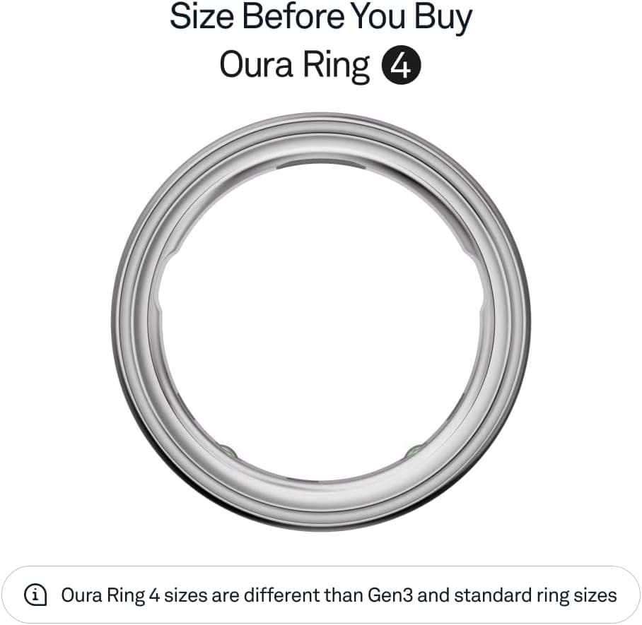 حلقه Oura Ring 4 | حلقه هوشمند | ابتدا انتخاب سایز با Oura Ring 4 Sizing Kit | پوشیدنی ردیاب خواب - ضربان قلب - ردیاب تناسب اندام - تا 8 روز عمر باتری نقره‌ای سایز 7 1873
