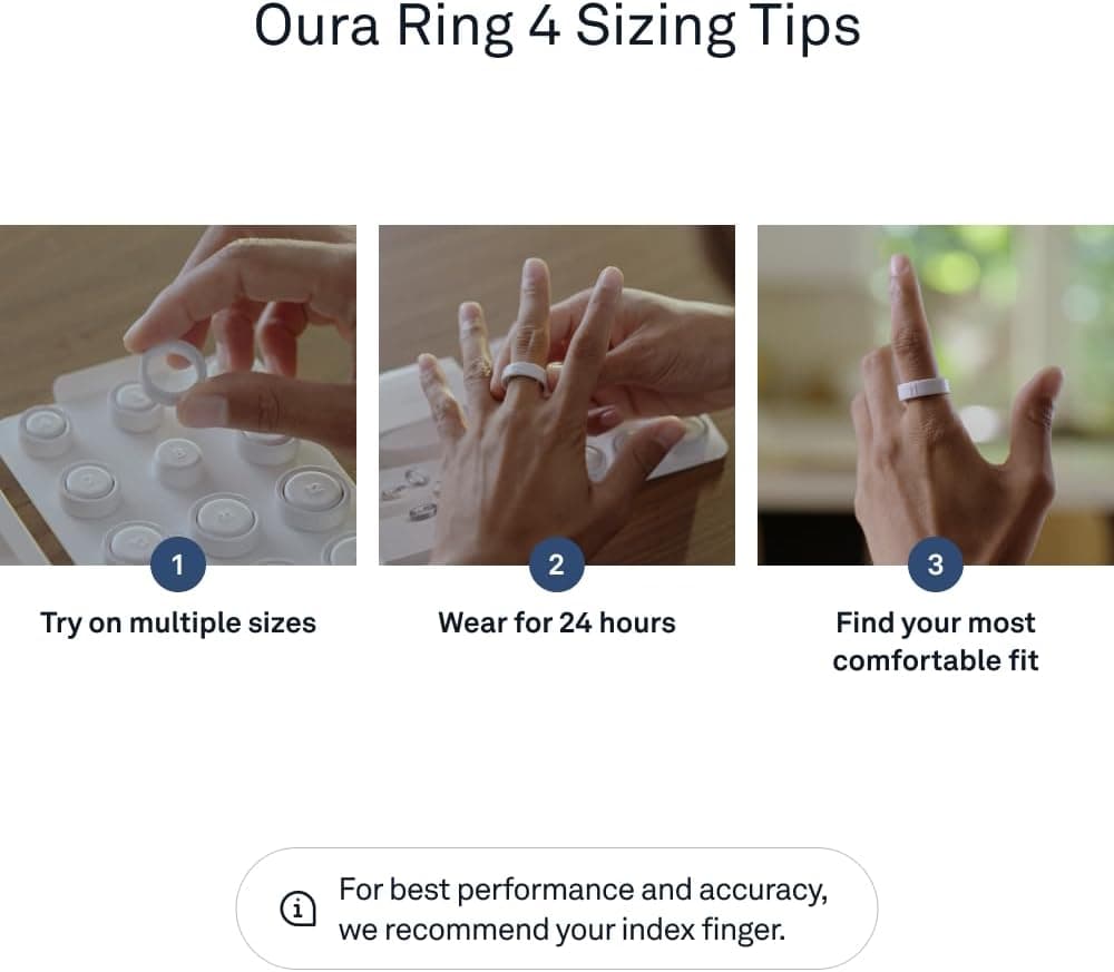 حلقه Oura Ring 4 | حلقه هوشمند | ابتدا انتخاب سایز با Oura Ring 4 Sizing Kit | پوشیدنی ردیاب خواب - ضربان قلب - ردیاب تناسب اندام - تا 8 روز عمر باتری نقره‌ای سایز 7 1878