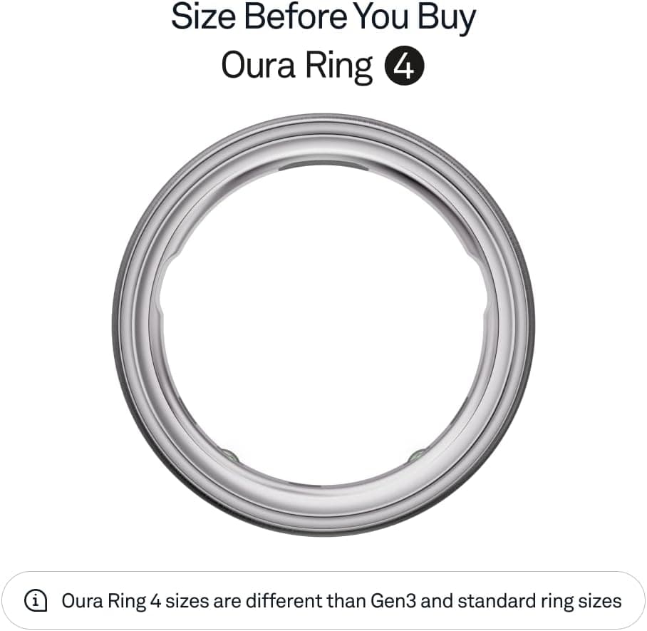 حلقه Oura 4 | حلقه هوشمند | ابتدا انتخاب سایز با Oura Ring 4 Sizing Kit | پوشیدنی ردیاب خواب - ضربان قلب - ردیاب تناسب اندام - تا 8 روز عمر باتری Brushed Silver سایز 7 1893