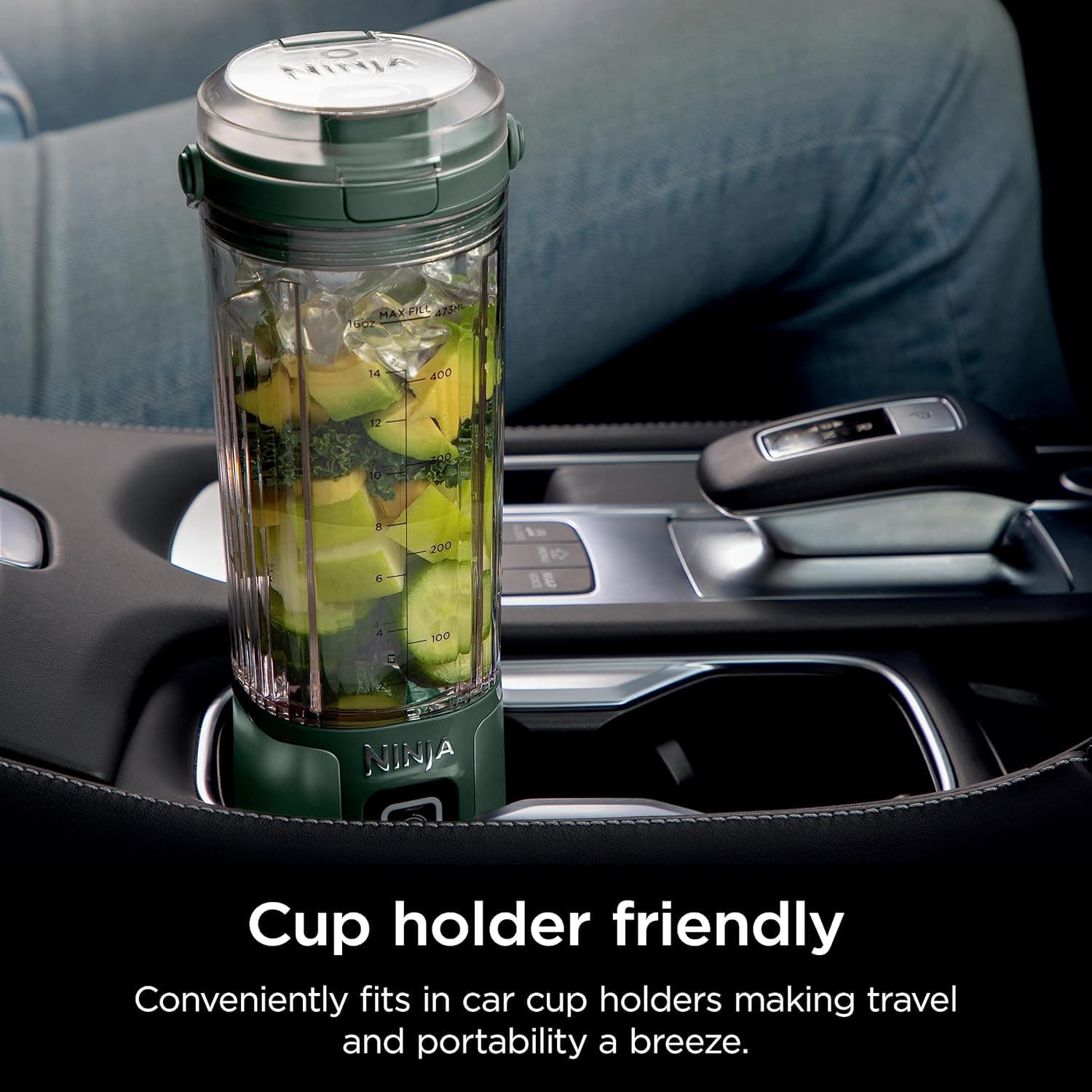 مخلوط‌کن قابل حمل Ninja BC151EM Blast، بی‌سیم، ظرف 18 اونس، مخلوط‌کن شخصی برای شیک و اسموتی، بدون BPA، درب ضد نشت با خروجی نوشیدن، قابل شارژ با USB-C، قطعات قابل شست‌وشو در ماشین ظرفشویی، رنگ Forest Green 2031