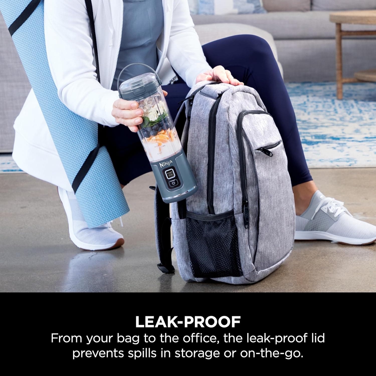 مخلوط‌کن قابل حمل Ninja Blast، ۵۳۰ میلی‌لیتر، درب ضد نشت و دهانه نوشیدن، قابل شارژ، مناسب اسموتی قابل حمل، شیک پروتئین، مخلوط کردن یخ و میوه یخ‌زده، رنگ Denim Blue، مدل BC151MENV، ۲ سال گارانتی رنگ Navy 2067