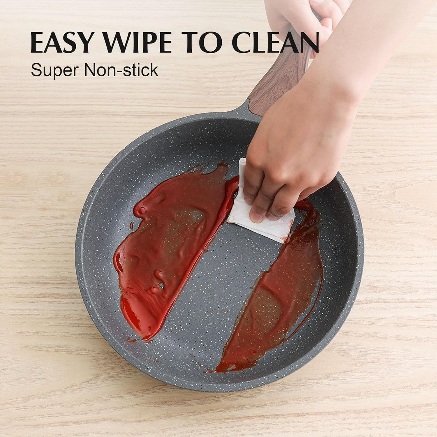 ست ۱۳ تکه ظروف پخت‌وپز نچسب SENSARTE، ست قابلمه و تابه نچسب با پوشش Swiss Granite، ست پخت‌وپز سالم برای آشپزخانه، دسته‌های خنک‌ماننده، بدون PFOA، طوسی ۱۳ تکه 2128