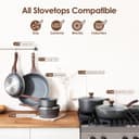 ست ۱۶ تکه ظروف پخت‌وپز نچسب SENSARTE، ست سالم قابلمه و تابه، ست آشپزی نچسب آشپزخانه با دسته‌های خنک‌مان، لوازم سیلیکونی و محافظ قابلمه، طوسی ۱۶ تکه 2136