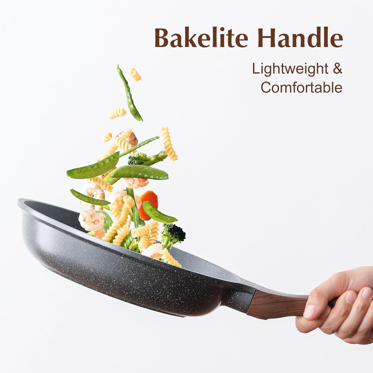 ست ۱۶ تکه ظروف پخت‌وپز نچسب SENSARTE، ست سالم قابلمه و تابه، ست آشپزی نچسب آشپزخانه با دسته‌های خنک‌مان، لوازم سیلیکونی و محافظ قابلمه، طوسی ۱۶ تکه 2137