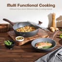 ست ۱۶ تکه ظروف پخت‌وپز نچسب SENSARTE، ست سالم قابلمه و تابه، ست آشپزی نچسب آشپزخانه با دسته‌های خنک‌مان، لوازم سیلیکونی و محافظ قابلمه، طوسی ۱۶ تکه 2139