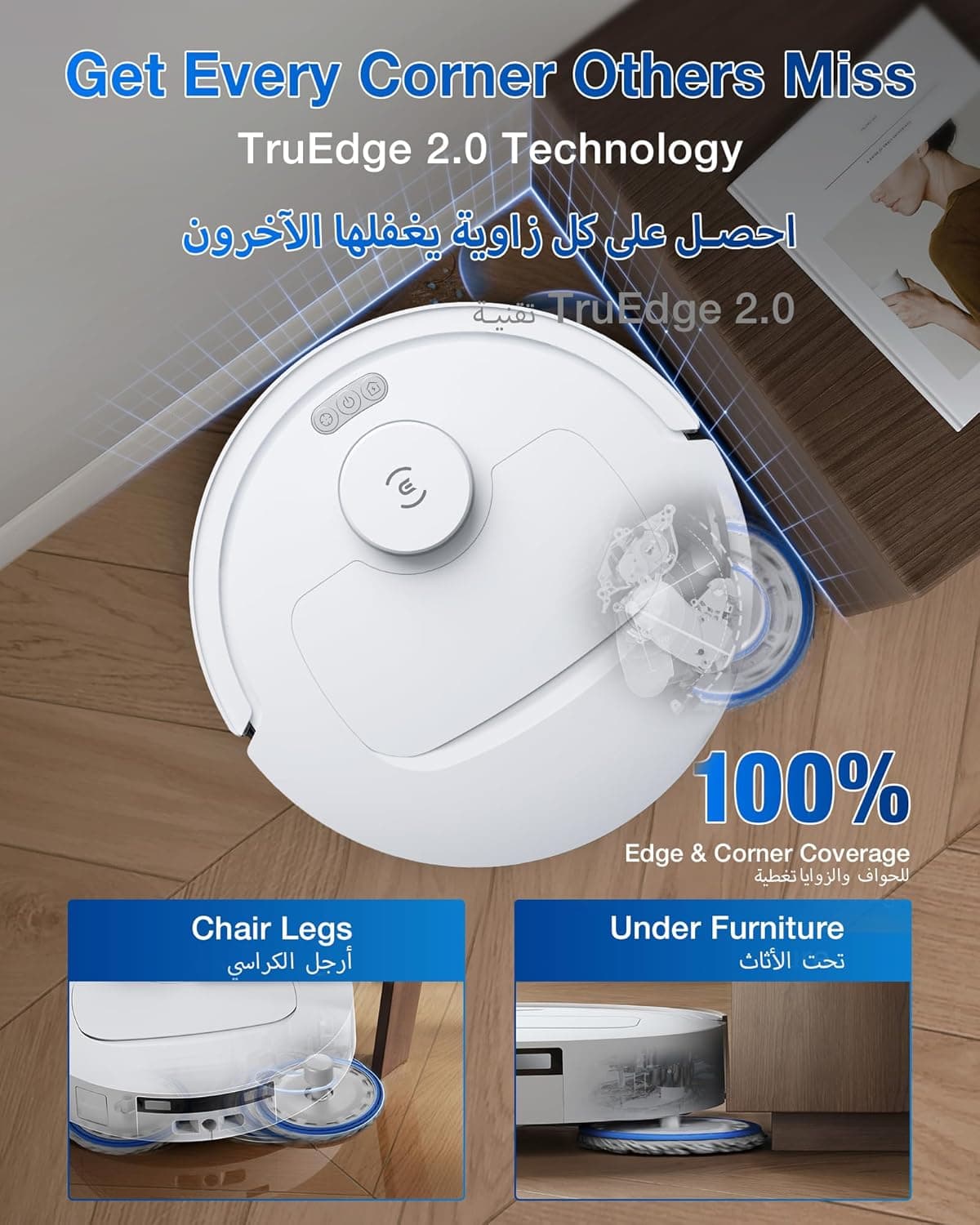 جاروبرقی رباتیک ECOVACS DEEBOT T30C OMNI با ایستگاه، جاروبرقی رباتیک با قدرت مکش 20000Pa، شستشو با آب داغ 75°C، تی‌کشی OZMO Turbo 2.0، برس ZeroTangle 3.0، شستشوی مرطوب تطبیقی، سفید T30C/White 2458