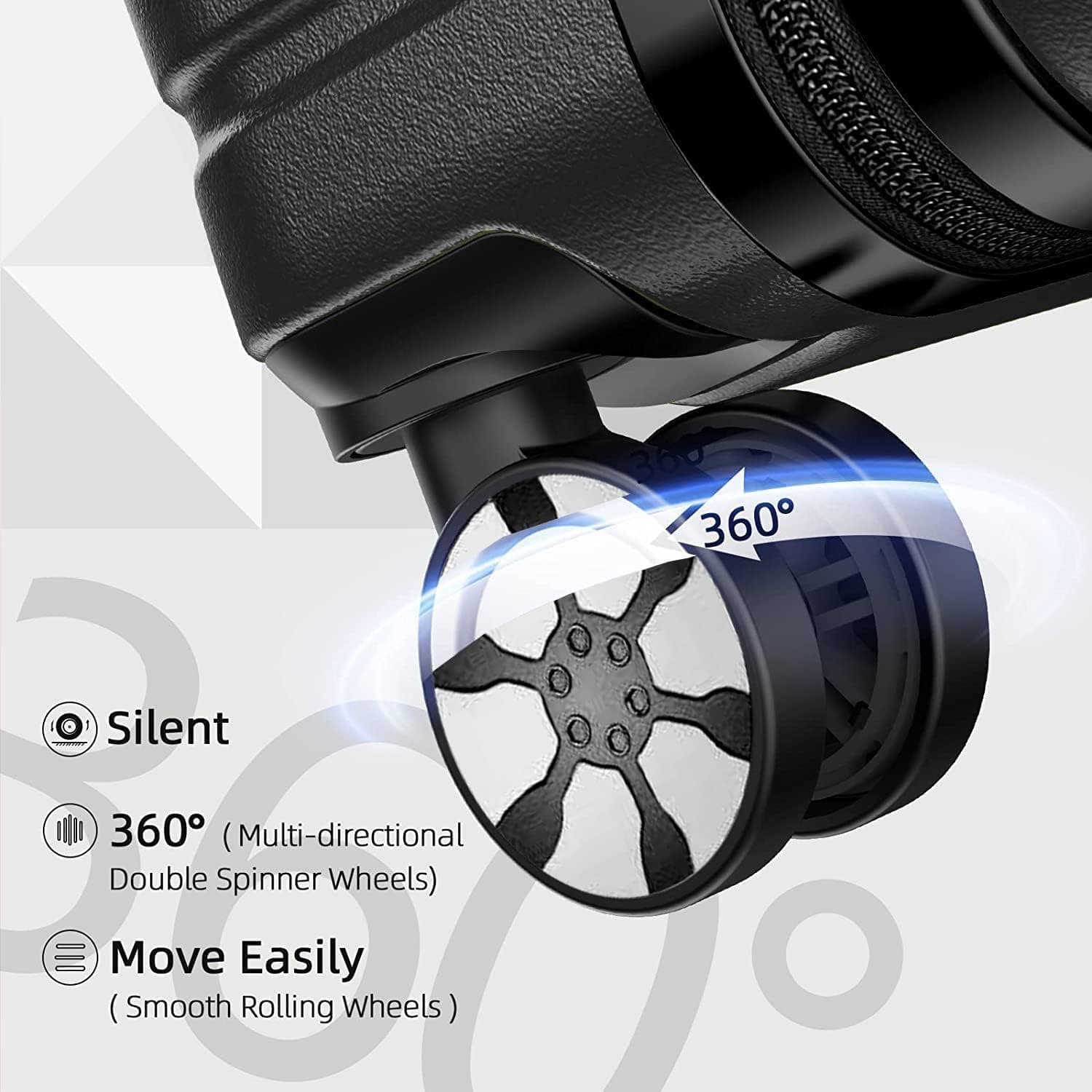 ست چمدان، ۳ تکه (۲۰/۲۴/۲۸ اینچ) چمدان با چرخ‌های یونیورسال PC+ABS سخت‌پوست بادوام با قیمت حراج (مشکی) 2504