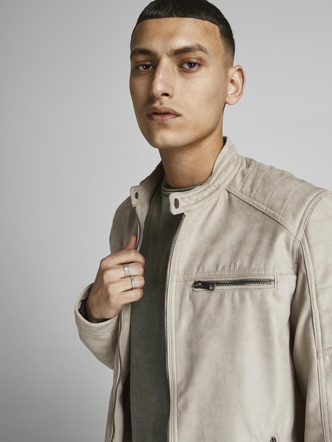 کاپشن کلاسیک مردانه Jack & Jones مدل Rocky Jjerocky Noos Blouson سایز XXL رنگ String 2634